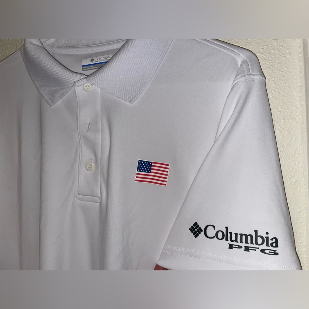 Columbia White USA Polo Shirt for Men - medium - Picture 2 of 6